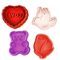 画像1: クッキー型スタンプ（バネ式）バレンタイン4個 (1)