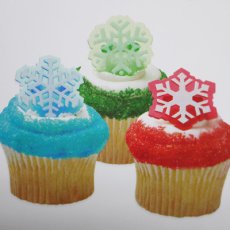 画像2: ケーキリング／雪の結晶・グリーン（2種6個入） (2)
