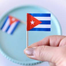 画像2: 〒 ケーキピック／キューバ国旗（6本入）木製 (2)