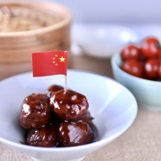 画像1: 〒 ケーキピック／中華料理の国旗（6本入）木製 (1)