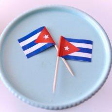 画像3: 〒 ケーキピック／キューバ国旗（6本入）木製 (3)