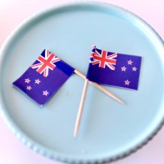 画像2: 〒 ケーキピック／ニュージーランド国旗（6本入）木製 (2)