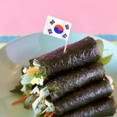 画像1: 〒 ケーキピック／韓国コリア国旗（6本入）木製 (1)