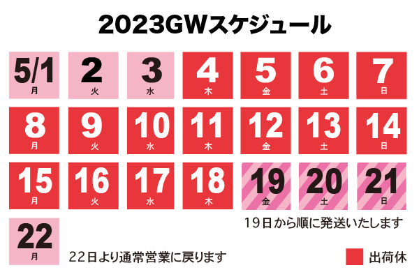 GW長期休暇・配送について