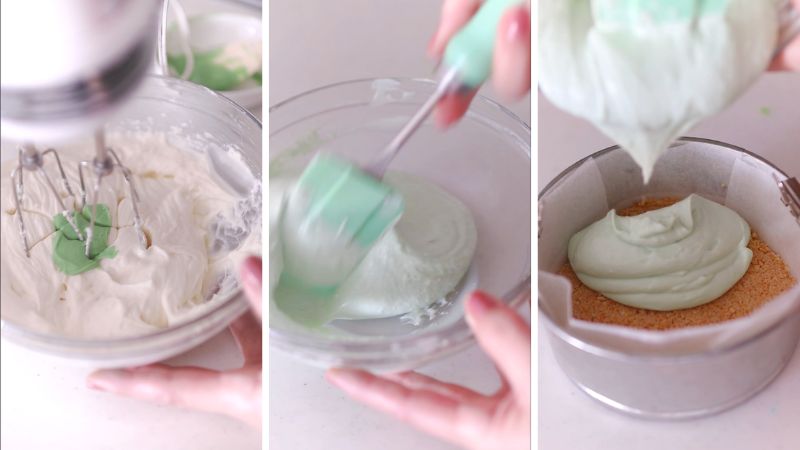 チーズケーキをセージグリーンにする