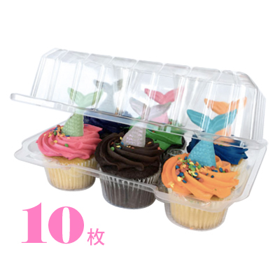 カップケーキプラケース 6個用 トール 10枚入 Nut2deco